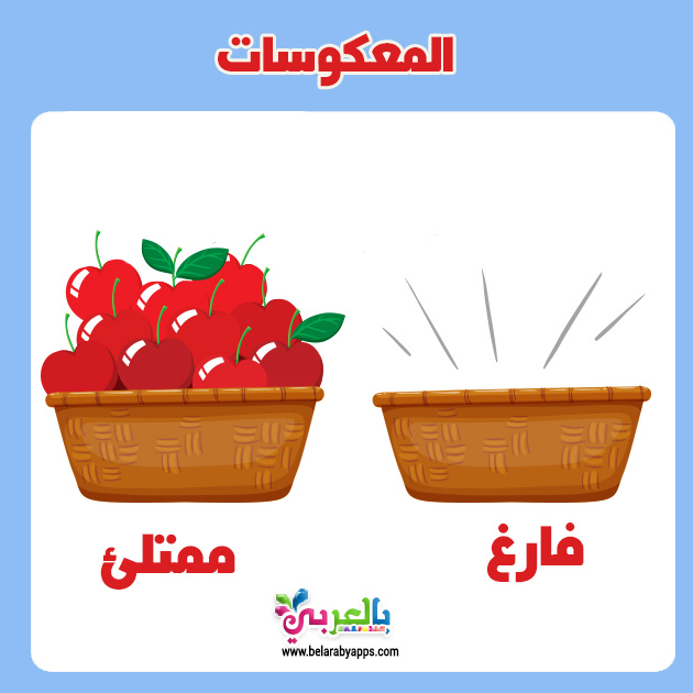 بطاقات تعليم المعكوسات للاطفال فارغ - ممتليء